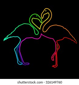 Vector image of stripe rainbow Flamingo