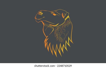 Vector image of striped camel head.