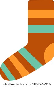 Vector image of a striped Christmas sock on a transparent background