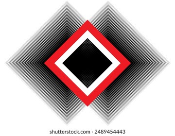 Vector image with striped squares and lines. Red black modern background. Design element