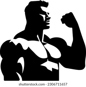 vector image with strongman, silhouette,icon