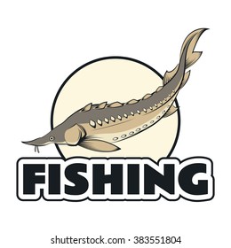 Vector image of a Sturgeon fishing banner