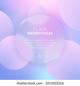 Vector image in the style glass morphism  Translucent circle light background and circles  Frosted transparent glass   colored colorful circles  Place for your text 