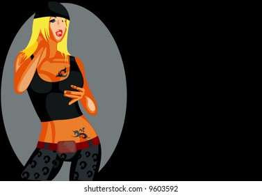 imagen vectorial de una chica elegante. Hay un área en blanco para tu información. 