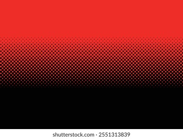 Vector image of stylish halftone dot gradient background in red and black