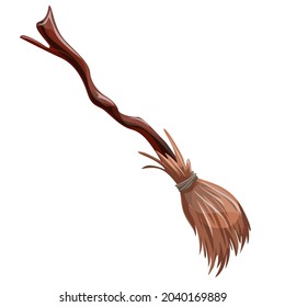 Vector image of a stylized broomstick in cartoon style isolated on white background. EPS 10