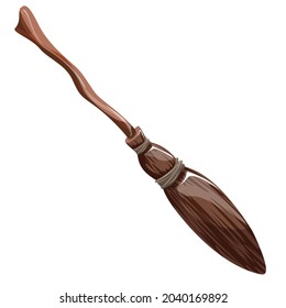 Vector image of a stylized broomstick in cartoon style isolated on white background. EPS 10