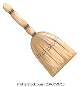 Vector image of a stylized broomstick in cartoon style isolated on white background. EPS 10