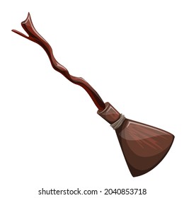 Vector image of a stylized broomstick in cartoon style isolated on white background. EPS 10