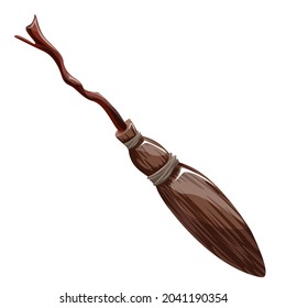 Vector image of a stylized broomstick in cartoon style isolated on white background. EPS 10