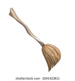 Vector image of a stylized broomstick in cartoon style isolated on white background. EPS 10