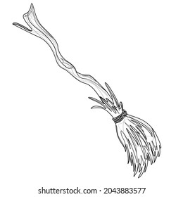 Vector image of a stylized broomstick in cartoon style isolated on white background. EPS 10