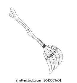 Vector image of a stylized broomstick in cartoon style isolated on white background. EPS 10