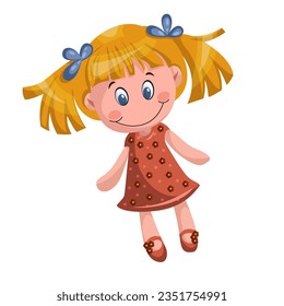 Vector image of a stylized doll with a wide cute smile. Emotion. EPS 10