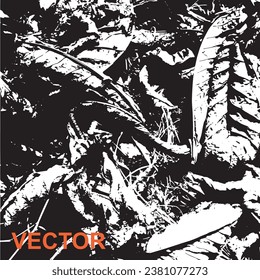 Vector image of stylized dry leaves. Black and white. Dry leaves. Poster, book cover, business card design.