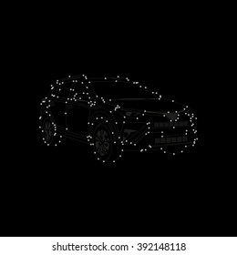 Vector image. Stylized lines connection points. Design, car card. Constellation coloring scheme auto. Drawing line unusual stylized illustration.