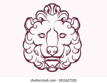 vector image of a stylized lion head. Vector drawing for logo and illustrations.
