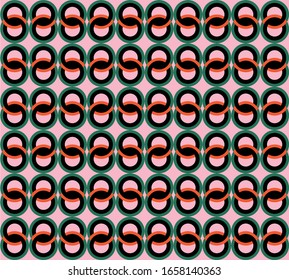 Vector image of stylized rings. Background for printed materials. Seamless pattern. Ring. Colored circles on a pink background.