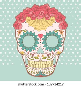 Vector image of Sugar Skull can be used for T-shirt, bag and other clothes.