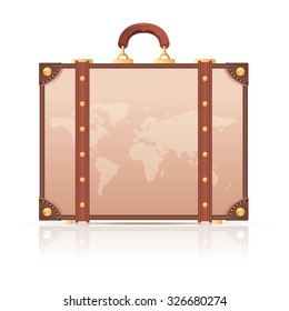 Vector image of a Suitcase with map of the world for travel