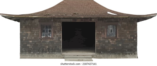 Vector Image of a Sukiya Style Building From a Japanese Garden Isolated