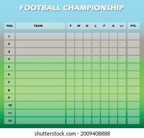 Vector image summary table football championship