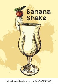 Vector image of summer cocktail Banana shake
