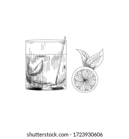Vector image of summer cocktail Negroni and cherry