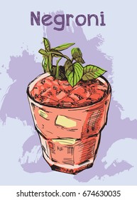 Vector image of summer cocktail Negroni

