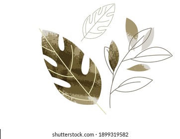 
vector image of summer flora plant with minimalistic style in pastel colors