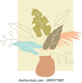 
imagen vectorial de la flora estival con estilo minimalista en colores pastel