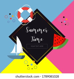 Vector image. Summer fun picture. Image to edit text.