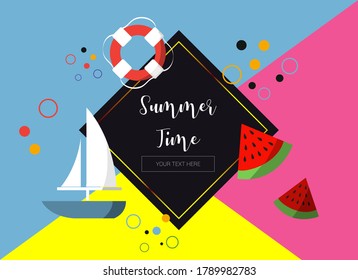 Vector image. Summer fun picture. Image to edit text.