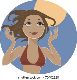 vector image of summer girl