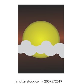Vector image of sun and cloudy clouds, for free design.