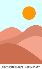 Vektorbild einer Sonne am Himmel einer Sandwüste.