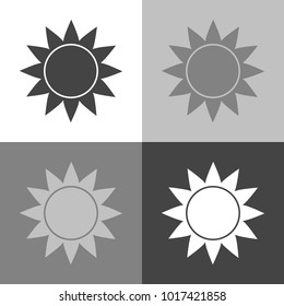 Vector image of the sun. Sunny weather. Vector weather forecast icon set on white-grey-black color 