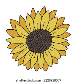 Vector image with sunflower in doodle style