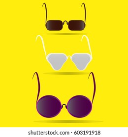 vector image of sunglasses on yellow background