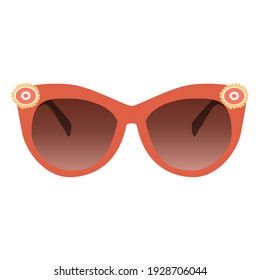 vector image of sunglasses in orange color with decor on a white background