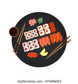 Vector image of sushi set