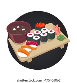 Vector image of sushi set