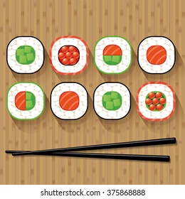 Vector image of sushi set the template for advertisement prices