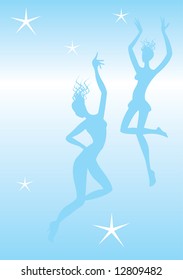 vector image of svelte dancers silhouettes