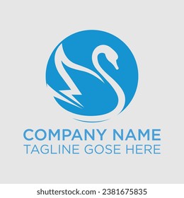 Vector image of an swan design on white background Symbol, Swan Logo Design Template, Swan company logo template, Swan Logo abstract design vector template, silhouette  Flapping wings logo.