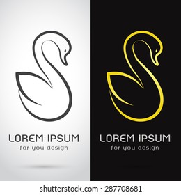 Vector image of an swan design on white background and black background, Logo, Symbol