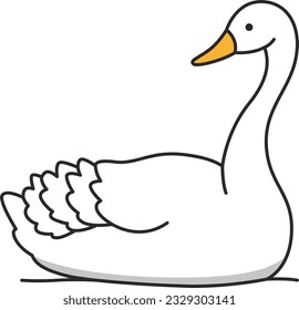 Imagen vectorial de un cisne sobre un fondo blanco. Ilustración del vector