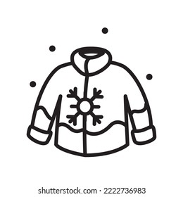 vector image of sweater icon for christmas cold in black lines with white background