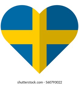 Vector image of the Sweden flat heart flag