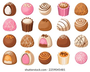 Vector image of sweets. Delicious chocolate sweets. The concept of the holiday, Valentine's day, March 8, birthday. Delicious and cute balloons